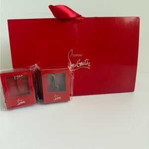 NWT Christian Louboutin Red Gift Bag Set-red sole necklace and black heel charm